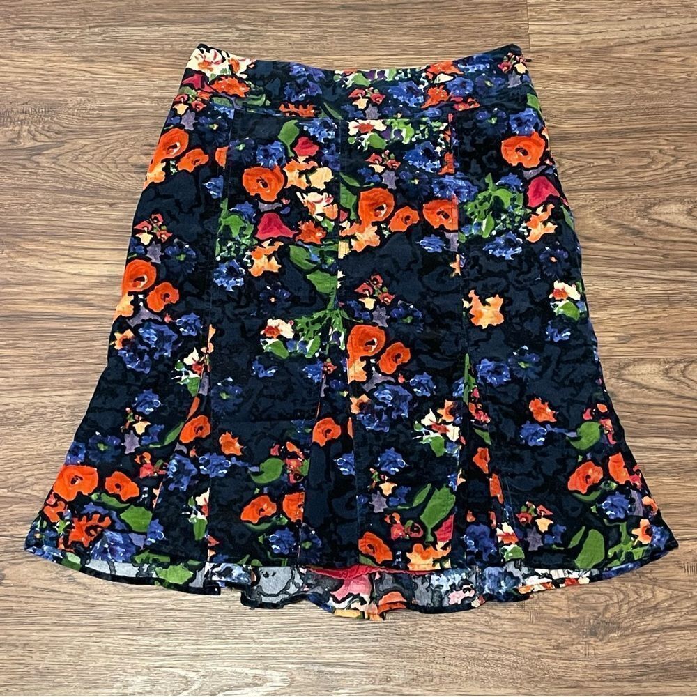 HD In Paris Floral Pleated Skirt Black Blue Red Orange Green Size 12